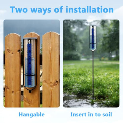 Rain Gauge Outdoor with Sponge Brush,Rain Water Meter for Yard