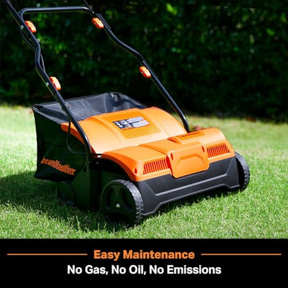 LawnMaster GVB1316 Electric 16” 13 Amp Dethatcher and Scarifier with 12 Gallon Collection Bag - color: 16-Inch-Orange/Black