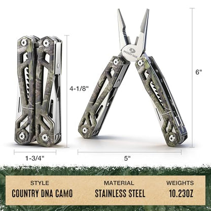MOSSY OAK 21-in-1 Multitool, Stainless Steel Pliers with Pocket Knife - color: 22-in-1, Camo
