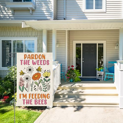 Perfectinsoy Pardon the Weeds I'm Feeding the Bees Garden Flag 12x18 - color: Beige68