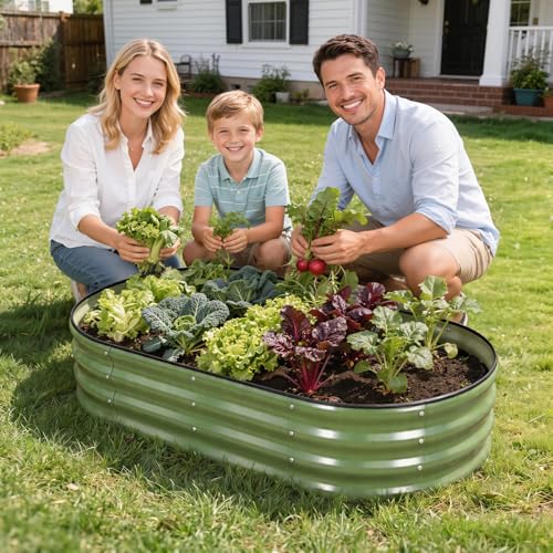1MORE Galvanized Raised Garden Bed Outdoor,Planter Bed 4x2x1ft,Green,4-Pk - color: Green