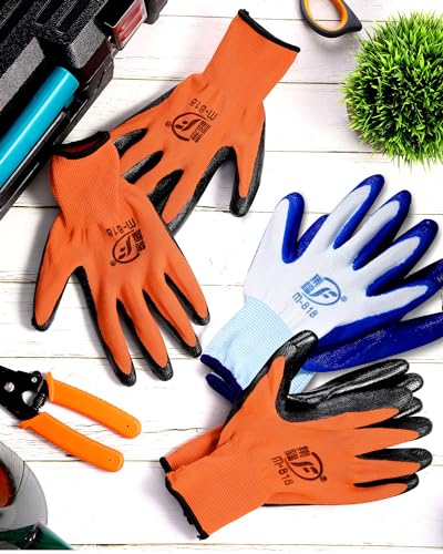 Honeydak 36 Pairs Garden Gloves Bulk for Men Women - color: Blue, Orange