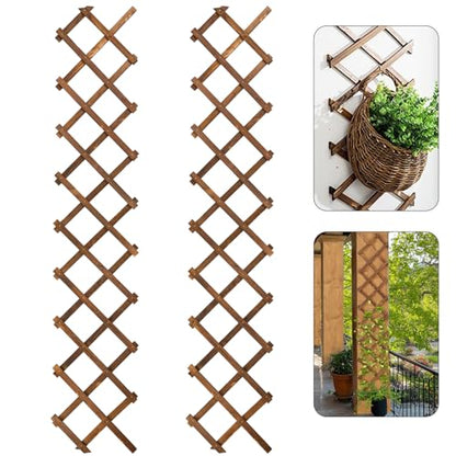 2Pcs 13x78 Expandable Wood Wall Trellis for Climbing Plants Outdoor/Indoor - style: 2 packs