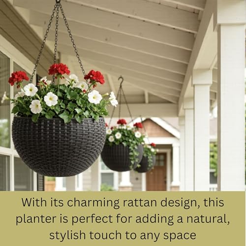 LaLaGreen Indoor Hanging Planters (11in, 4 Pack) Self-Watering Flower Pots - color: Black X 4