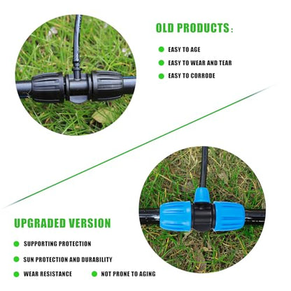 10 Pcs 1/2 to 1/4 inch Garden Hose Tubing Irrigation Fittings - size: 10 PCS 1/2" to 1/4" 3-Nut Way