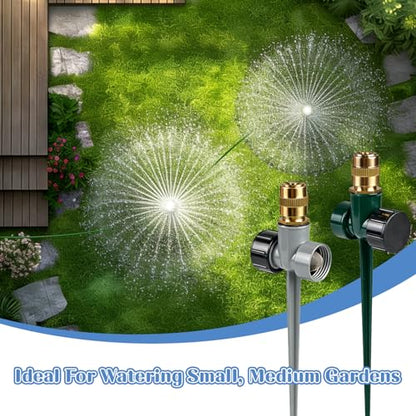 2 Pack Metal Lawn Sprinklers for Yard, 360° Coverage Rotating Sprinkler