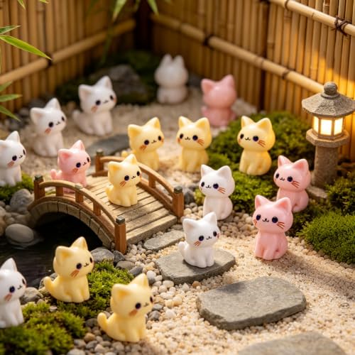 75Pcs Mini Resin Cat Figurines, Little Tiny Miniature Figures Cat for Craft