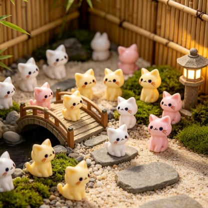 75Pcs Mini Resin Cat Figurines, Little Tiny Miniature Figures Cat for Craft
