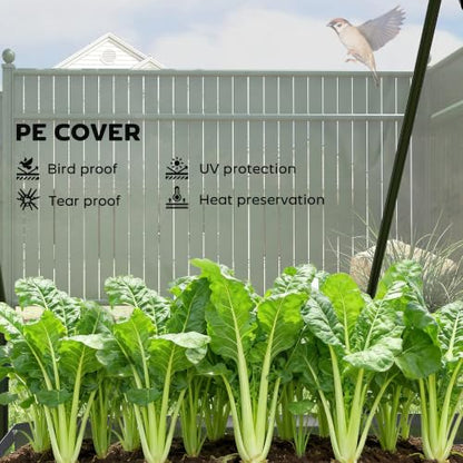 Outsunny 4 x 3ft Metal Planter Box with Mini Greenhouse Clear and Dark Gray - color: Clear and Dark Gray