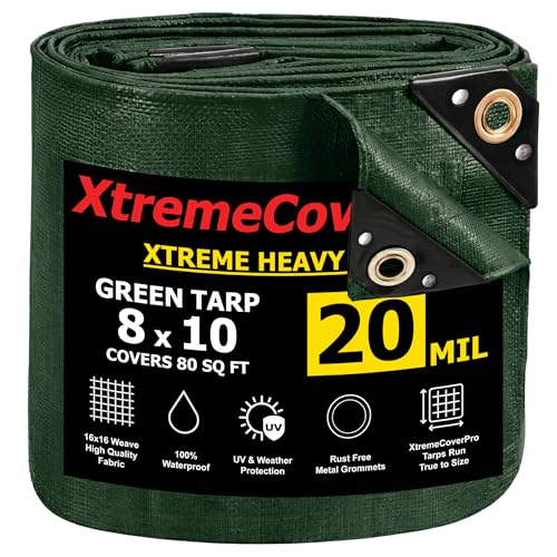 8' x 10' - 20mil Green Tarp Heavy Duty & Waterproof UV Protection 8x10 ft - color: Green, size: 8'x10'