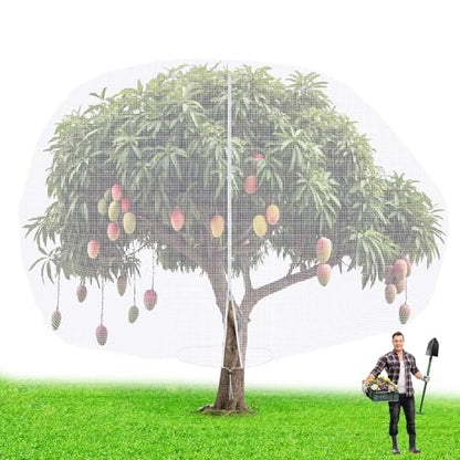 1 Pcs Large Fruit Tree Netting 12 X 16 Ft with Zipper Drawstring - size: 12 x 16 ft