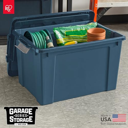 IRIS USA 4-Pack 19 Gal Heavy Duty Lockable Storage Totes with lids, Navy - color: Navy, size: 20 Gal - 4 Pack