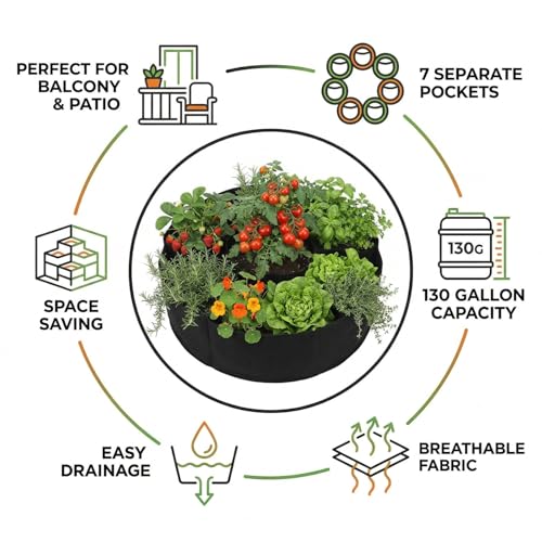 90 Gallon 7-Section Fabric Raised Garden Bed