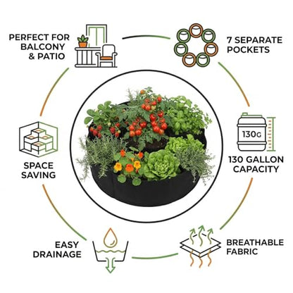 90 Gallon 7-Section Fabric Raised Garden Bed