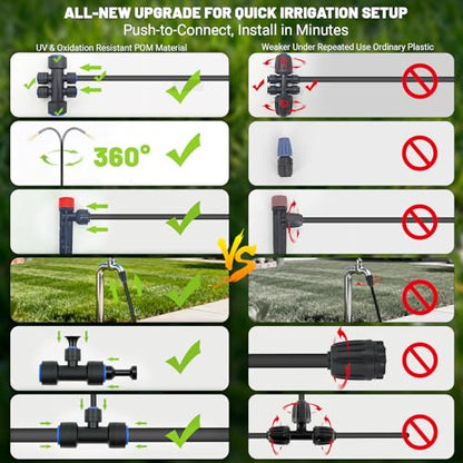 100FT Drip Irrigation Kit with 30 Emitters, 3 Spray Types, Push-Fit System - size: 100FT