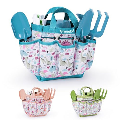 Grenebo 8-Piece Kids Gardening Set with Garden Tools for Kids, Blue - color: B-blue