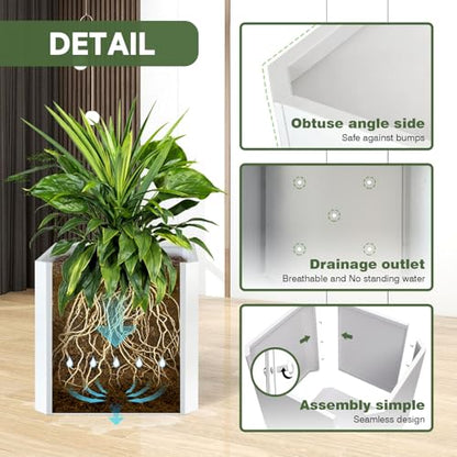 Metal Planter Box 20”L x 20"W x 20"H Large Square Steel Planter Box - color: White, size: 20"Lx20"Wx20"H
