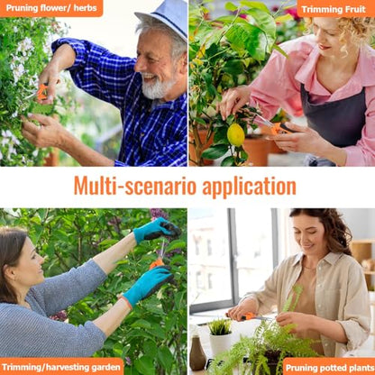 4 Pack Pruning Shears 6.5 Inch Stainless Steel Garden Scissors - color: Orange