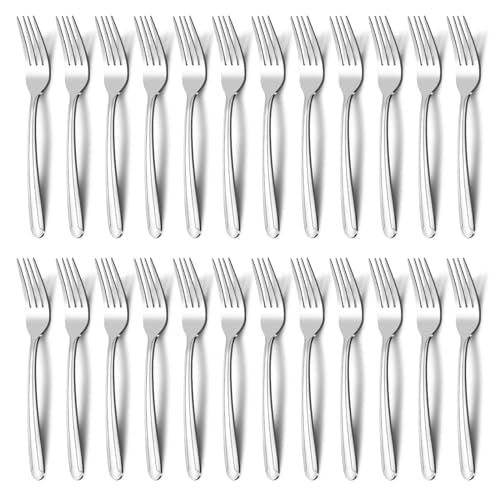 BEWOS 24-Piece Salad Forks, 7.1-Inch Forks Silverware Set, Stainless Steel Small Fork, Dessert Forks Bulk, Metal Forks, Salad Fork Set, Appetizer Forks, Silver Fork, Dishwasher Safe, Mirror Polished - size: 24 Pcs 7.1'' Salad Forks