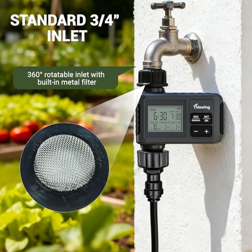 360° Adjustable Drip Irrigation System with 32 Nozzles & Water Timer - size: 100FT