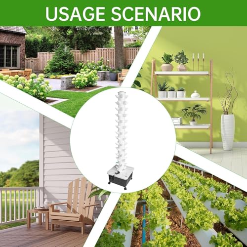 Hydroponic Tower, 14-Layer Hydroponics Growing System Kit with 70 Slots, Vertical Garden System with 20L Water Tank and Pump for Indoor Outdoor Home, Balcony & Patio - size: 70 Pods