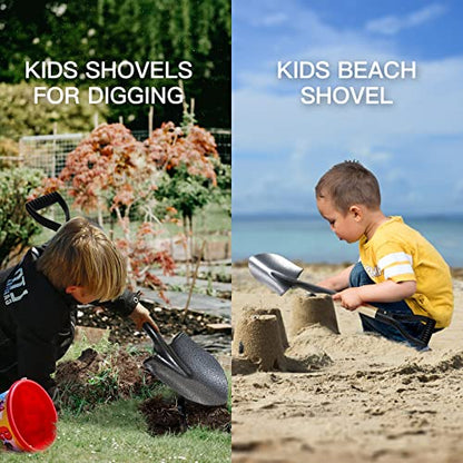 KOLEIYA Small Short Handle Shovel - 28 Inches Overall Length - Kids Metal Sand Shovel for Digging and Gardening - Metal + Wooden - color: Wood