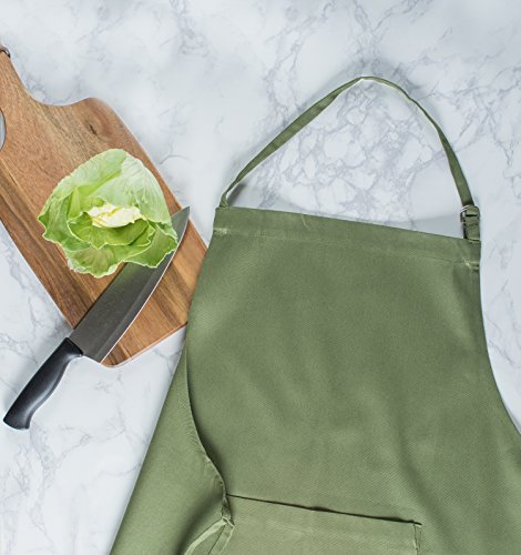 DII Everyday Basic Kitchen Collection - color: Sage, size: Regular Size Chef Apron (Pack of 12)