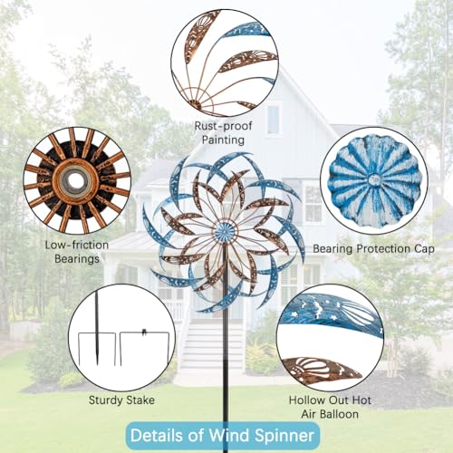 Stargarden Large Wind Spinners Outdoor, 23 Inch Kinetic Wind Spinner - color: Blue-b-23"