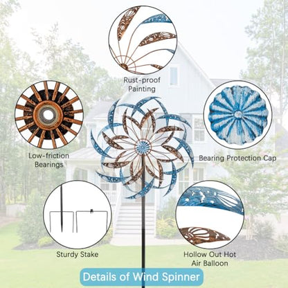 Stargarden Large Wind Spinners Outdoor, 23 Inch Kinetic Wind Spinner - color: Blue-b-23"