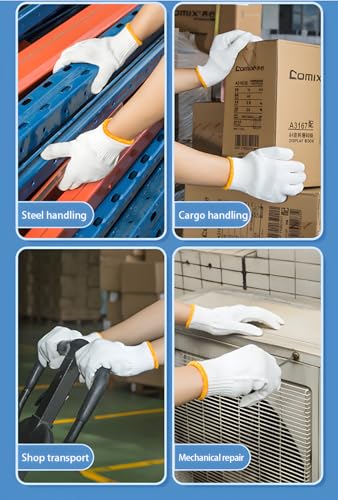 Unisex White Cotton Polyester Knitted Safety Work Gloves, 12/36/240 Pairs - color: A-white (36 Pairs) No Dots
