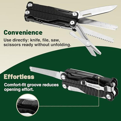 MOSSY OAK 17-in-1 Multitool Pliers, CNC-Machined Steel, G10 Handle - color: 17-in-1, Black
