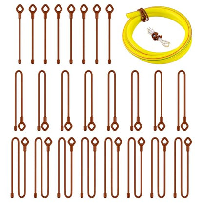 HOMEE 24Pcs Reusable Silicone Cable Twist Ties with Holes 6, 12, 18 inch - color: Brown, size: 6"+12"+18" - 24 PCS