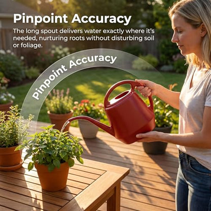 Fasmov Plastic Watering Can, Burnt Red, 1-Gallon