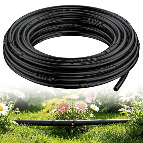 Pawfly 25 ft. 1/4" PE Irrigation Dripline Tubing, Black Polyethylene Distribution Line, Quick-Connect Compatible Drip Hose for Small Garden & Potted Plants - size: 25 FT 1/4" Irrigation Dripline Tubing