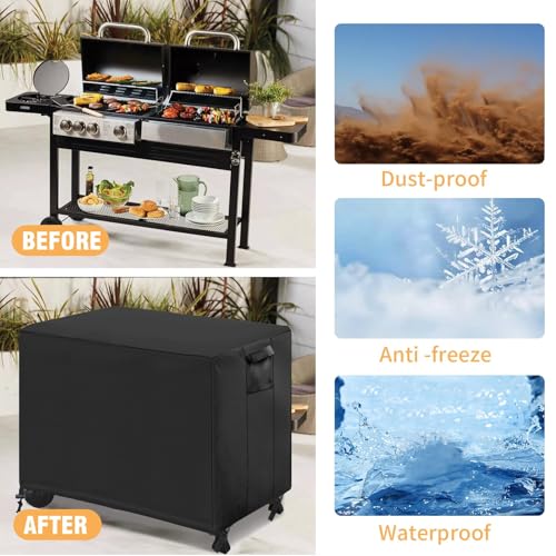 EATAKWARD 60'' X 24'' X 35'' 420D Waterproof Outdoor Prep Table Cover, Oxford fabric BBQ Table Cover, Suitable for Grill Table, Patio Kitchen Prep, Work Table, Workbench, Dining Cart