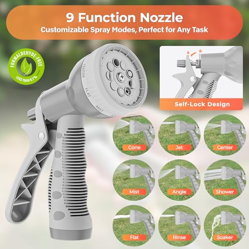 Ayleid Retractable Rubber Hybrid Garden Hose Reel, 1/2"x65ft Wall Mount - color: Light Gray, size: 65FT