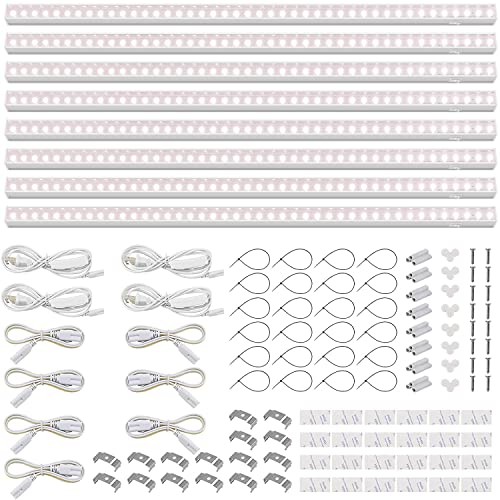 Barrina T5 LED Grow Light, 3FT 128W (8 x 16W), Pinkish White, 8 Packs - color: Pinkish White, size: 3FT-White Cover