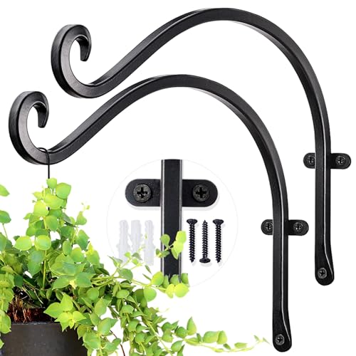 AJART Heavy-Duty Plant Hanger Outdoor: 12" / 2 Pieces Hanging Plant Bracket - size: 12 Inch, style: Plant Bracket Hook