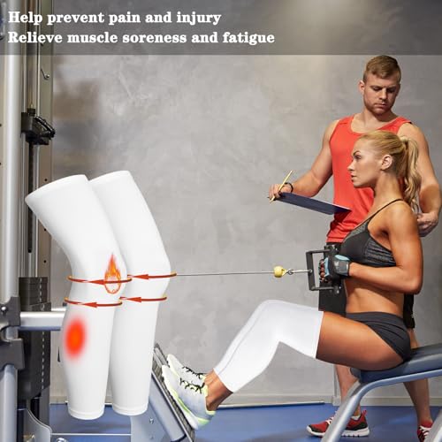 Skylety Compression Leg Sleeves Men Women - color: White, size: Large
