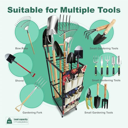 ANBOO Garden Tool Organizer Stand, Garage Tool Storage Organization - color: Black