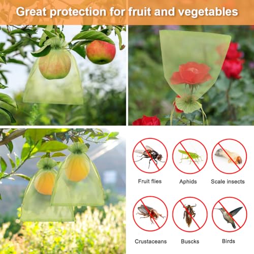 Shintop 100Pcs Fruit Protection Bags, 6x9inch Green Fruit Tree Net Cover - size: 6x9 inch