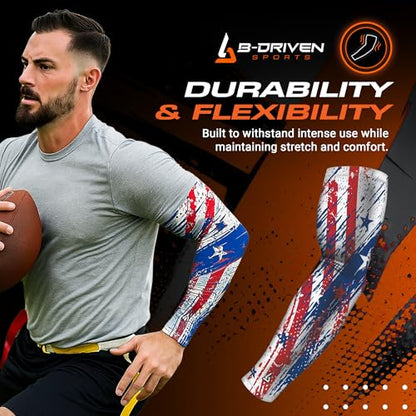 B-Driven Sports Sleeve Pro-Fit - Patriotic Arm Sleeve - USA, Cuba, Mexico, Israel, Canada, Venezuela, Dominican Rep. - Single - color: Usa Flag, size: XXXX-Small (Youth Small)
