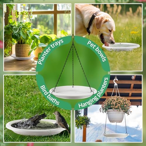 Hanging Planter for Plant, 12" Plant Saucer with Chain(5 Pcs,White) - color: White