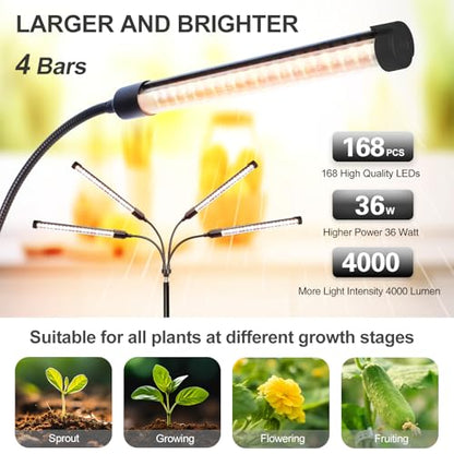 FECiDA Full Spectrum Standing Grow Lights for Indoor Plants, Bonsai Tree - size: 4-Tube