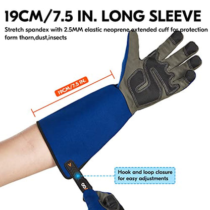 Vgo... Safety Work Gloves Men,Gardening,Long Sleeves Gauntlet,Puncture Proof,Touchscreen(1 Pair,Size M,Blue,AL6608-ML) - color: 1 Pair - Blue, size: Men's Medium