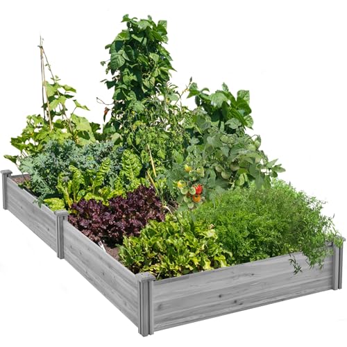 Yaheetech Wooden Raised Garden Bed Outdoor Planter Box, Gray - color: Gray, size: 8ft x 4ft
