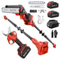 BUYJOY 4-in-1 Electric Pruning Shears & 8 Inch Pole Saw Combo - color: Red-black