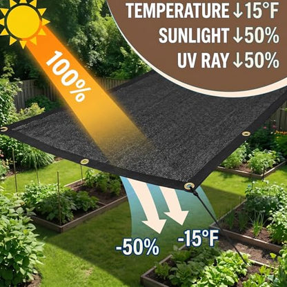 10' x 20' Garden Shade Cloth, 50% Sunblock Mesh with Grommets - size: 10'x20'