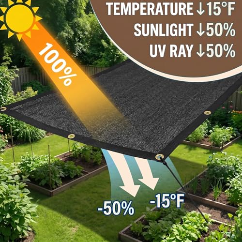 20' x 48' Garden Shade Cloth, 50% Sunblock Mesh with Grommets - size: 20'x48'