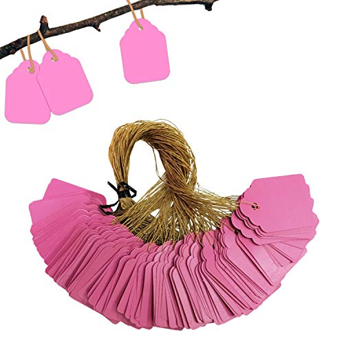 BEADNOVA Plant Hanging Tags 100pcs Tags with String Reusable Plant Labels Markers Plastic Garden Signs Garden Markers for Outdoor (2 Inch, Pink) - color: Pink 100pcs